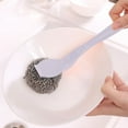 thumbnail image 1 of Rvasteizo Stainless Steel Sponges Scourer Pot Brush Long Handle Cleaning Brush Scrubbers Metal Scouring Pads Kitchen Cleaning Tool, 1 of 5