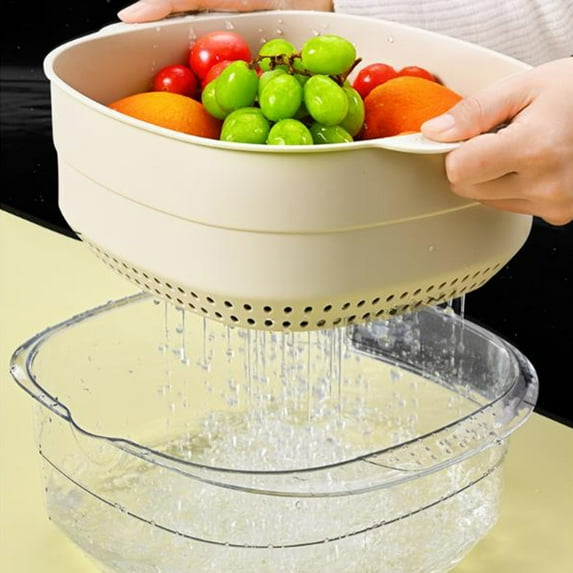 Rvasteizo Storage Containers, Multi Functional Basket New Fruit Cleaning Bowl With Strainer Kitchen Sink Food Catcher Drainer Fruit Rinser Vegetable Washing Filter Bowl