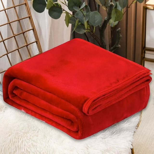 Rvasteizo Super Soft Warm Solid Warm Micro Plush Fleece Blanket Throw Rug Sofa Bedding 70x100cm, Red