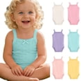 thumbnail image 1 of Rvasteizo Toddler Girl Romper Solid Sleeveless Strap Cotton for Kids 1 Month-3 Years Summer Attire, 1 of 5
