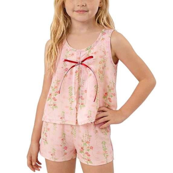 Rvasteizo Toddler Girl Summer Outfits Floral Print Sleeveless Camisole Dress Shorts Daily Wear 0-12 Years