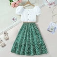 thumbnail image 1 of Rvasteizo Toddler Girl Summer Outfits Solid Short Sleeve Top Skirt Belt Floral Shorts Set 8-12 Years, 1 of 4