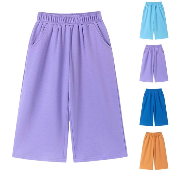 Rvasteizo Toddler Girls Wide Leg Pants Fall Winter Elastic Waist Cotton Fabric Fashion Casual Bottoms for Kids 1-9Y 4 Years