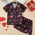 thumbnail image 1 of Rvasteizo Toddler Loungewear Print Short Sleeve Round Neck Top Shorts Home Sleepwear Set for Kids, 1 of 4