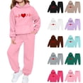 thumbnail image 1 of Rvasteizo Toddler Outfits Heart Print Long Sleeve Hoodie Cuffed Pants 2-13 Years Unisex Kids Set, 1 of 4