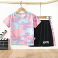 thumbnail image 1 of Rvasteizo Toddler Outfits for Boys Print Crew Neck Short Sleeve Top Sport Set for Toddler Boys, 1 of 3