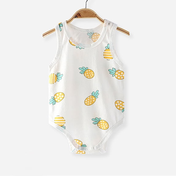 Rvasteizo Toddler Girl Romper Print Sleeveless Soft Cotton for Infant Summer Wear