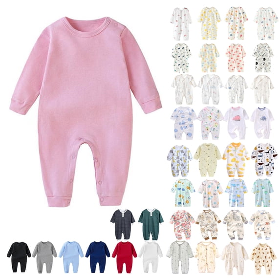 Rvasteizo Toddler Rompers Long Sleeve Fall Winter Full Length Cotton for Infant 0-18 Months