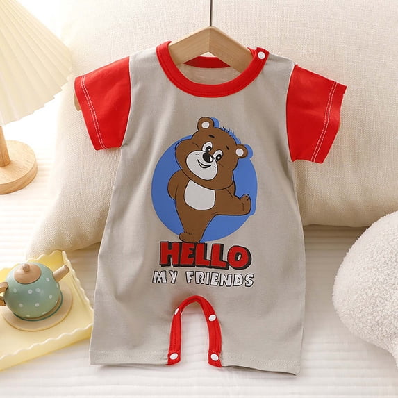 Rvasteizo Toddler Rompers Solid Short Sleeve Cotton for Toddler Summer Casual Outfit