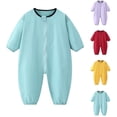 thumbnail image 1 of Rvasteizo Toddler Boy Romper Solid Long Sleeve Full Length Cotton for Kids 0-4 Years Outdoor And Indoor Summer Wear, 1 of 5