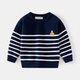 thumbnail image 1 of Rvasteizo Boys Long Sleeve Shirts Print Thin Stripe Crew Neck Long Sleeve Soft Knit Sweater Layering Top for Boys 1 to 8 Years Basic Wear, 1 of 4