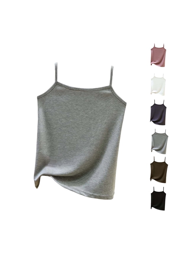 Camisole Tops for Women Fashion Sleeveless Round Neck Thin Strap Summer Solid Inner Casual Light Ladies Daily Tank Blouse
