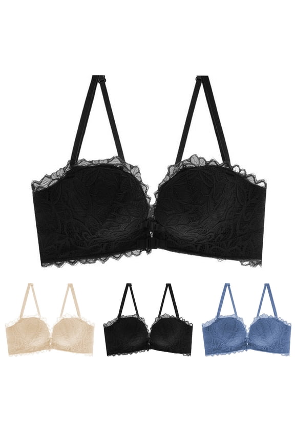 Women Embroidered Bra Front Closure Light Breathable Wireless Bra