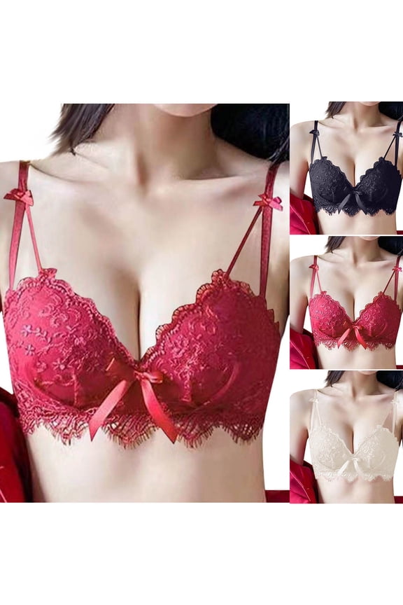 Women Embroidered Lace Bra Back Closure Light Wireless Bra For Women