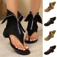 thumbnail image 1 of Rvasteizo Women Fashion Shoes Front Zipper Thong Mid Low Heel Wide Heel Wide Width Summer, 1 of 5