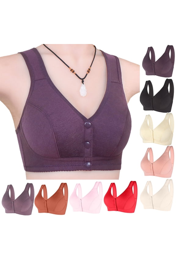 Women Wireless Bra Front Closure Wireless Bust Lift Everyday Bra