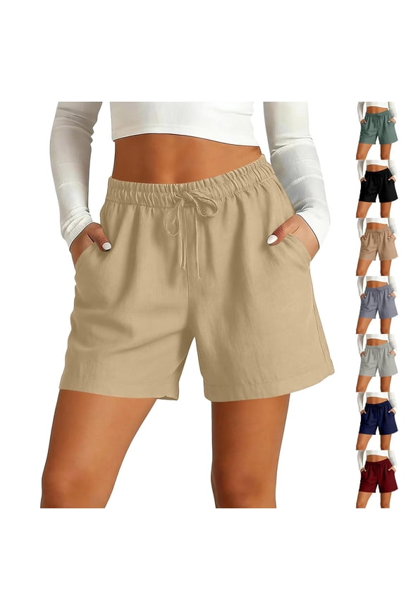 Women High Waist Sport Shorts with Pockets for Outer Running