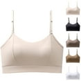 thumbnail image 1 of Rvasteizo Women Ice Silk Seamless Deep U Back Fixed Cup Spaghetti Strap Cami Bralette, 1 of 4