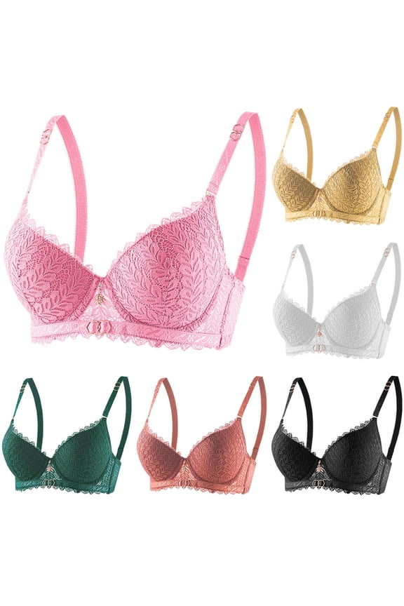 Women Lace Bra Lace Embroidery Back Closure Thin Cup Breathable Comfy Underwire Everyday Bra