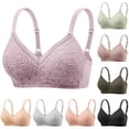 thumbnail image 1 of Rvasteizo Women Lace Bra Embroidery Back Closure Thin Cup Breathable Comfy Wireless Everyday Bra, 1 of 5