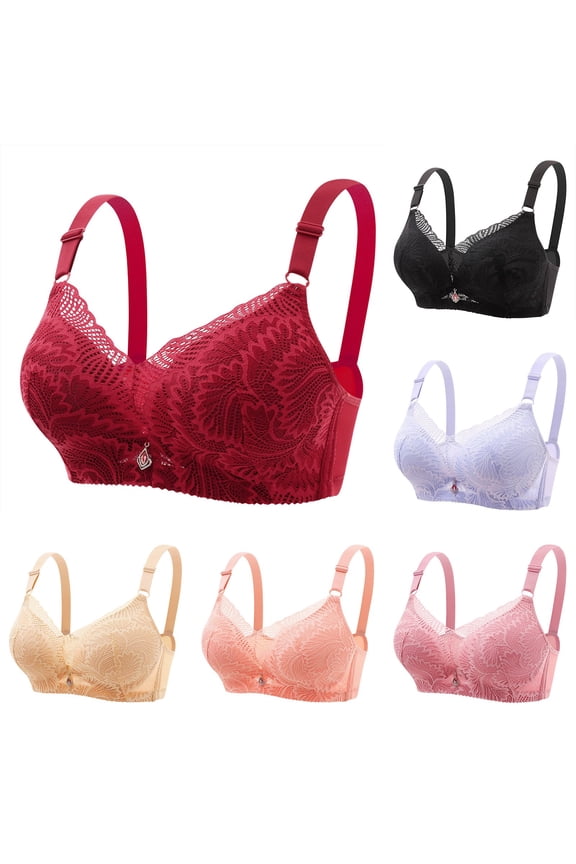 Women Lace Wireless Back Closure Push Up No Space Side Support Adjustable Strap Cozy Everyday Bra