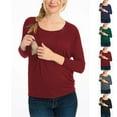 thumbnail image 1 of Rvasteizo Women Maternity Solid Crew Neck Long Sleeve Nursing Top Comfortable Maternity Shirt, 1 of 5