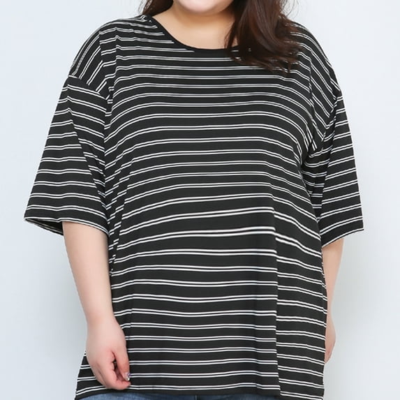 Rvasteizo Women Maternity Striped Stretch Short Sleeve Tee Loose Plus Size Maternity Top