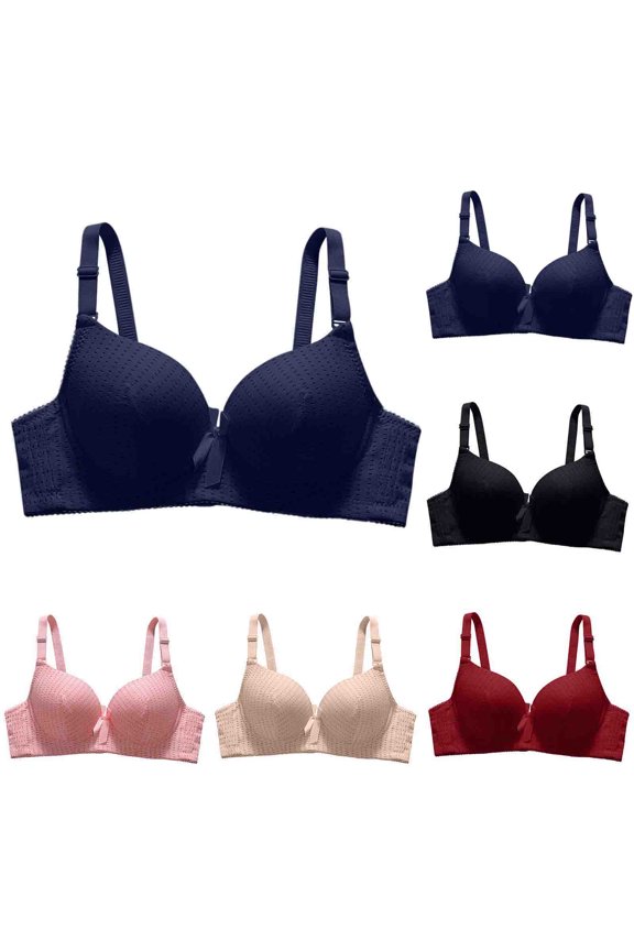 Women Plus Size Beaded Wireless Bra Adjust Support Full Cup Bra