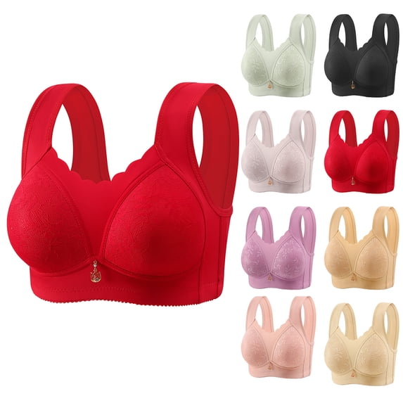 Rvasteizo Womens Plus Size Everyday Bras Side Support Push Up Racerback Lace,XL