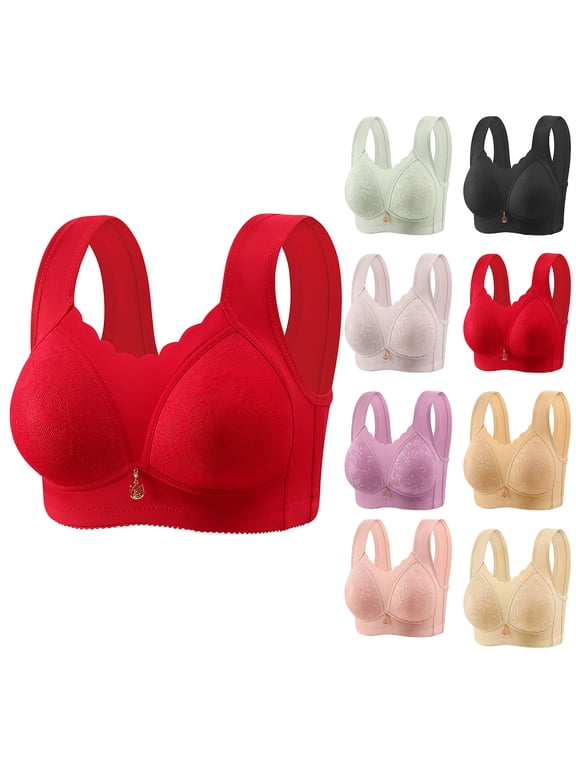 Womens Plus Size Everyday Bras Side Support Push Up Racerback Lace,XL