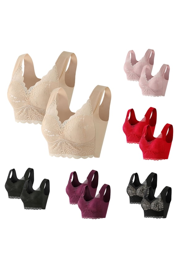 Women Plus Size Lightly Lined Wireless Push Up Side Support Lift Summer Cozy Bra
