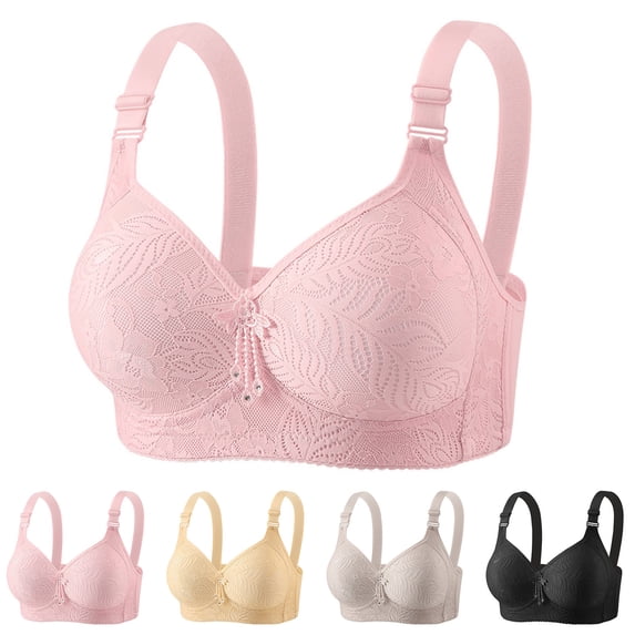Rvasteizo Women Lace Bra Wireless Breathable Comfy Bust Lift Thin Cup Everyday Bras