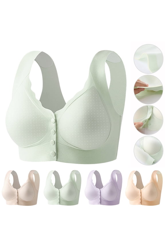 Women's Front Closure Bras Breathable Push Up Plus Size Ice Silk Seamless,XXL