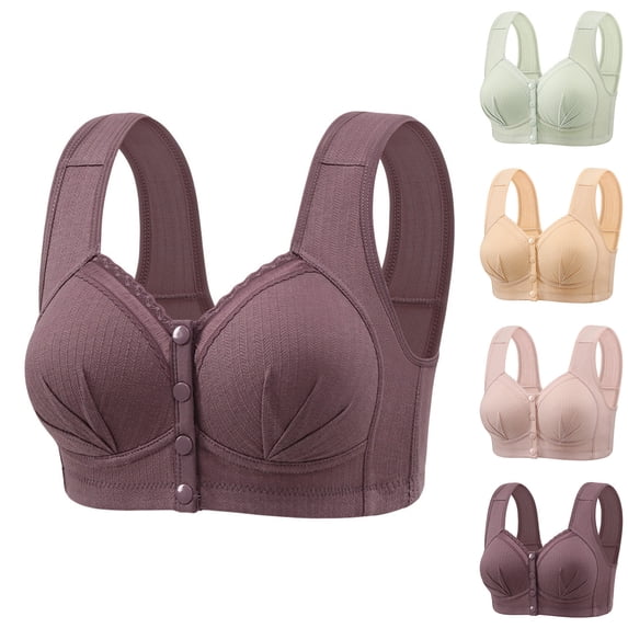 Rvasteizo Women Wireless Bra Solid Front Closure Tank Thin Cup Plus Size Breathable Comfy Everyday Bra