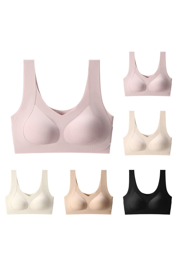 Women Solid Front Closure Wireless Open Back Bra Lift Support Bra