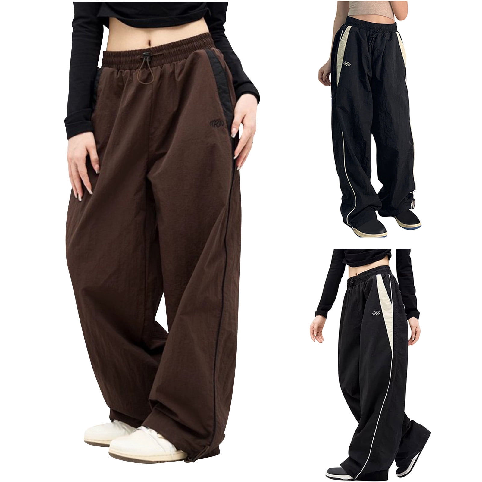 Rvasteizo Joggers for Women Solid Hip Hop Elastic Drawstring High