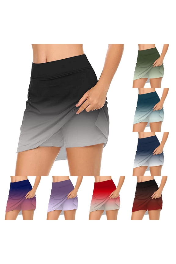 Women Solid Mid Waist Skort Casual Style Base Layer Bottoms for Daily Wear