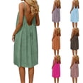 thumbnail image 1 of Rvasteizo Women Solid Midi Dress V Neck Sleeveless Open Back Loose Loungewear Summer Casual Wear, 1 of 5