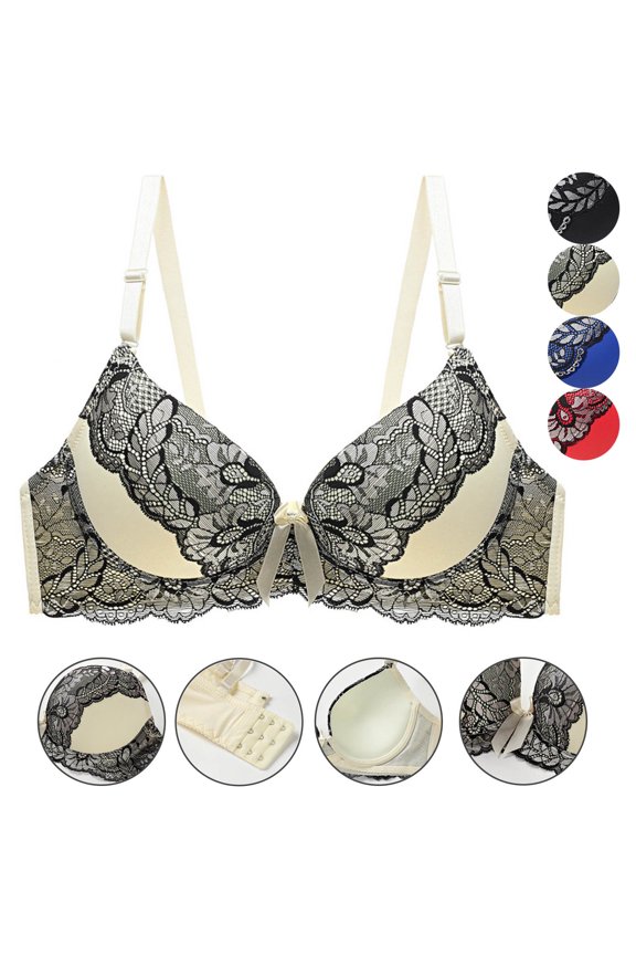 Women Solid Plus Size Bra Front Closure Breathable Wireless Side Support Bra