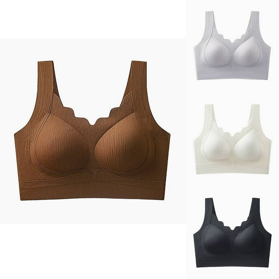 Rvasteizo Women Solid Seamless Tank Bra Lift Support Side Coverage Everyday Bra For Women