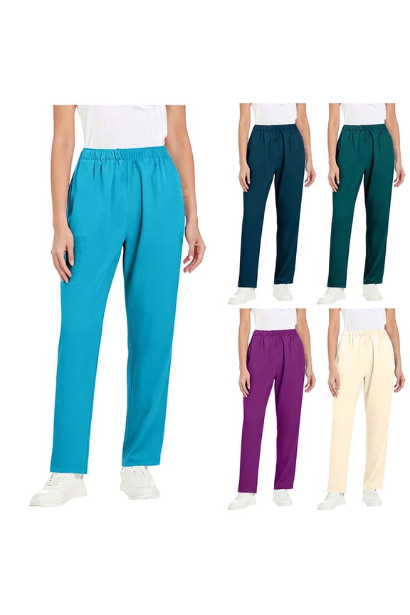 Women Solid Straight Work Pants Nursing Uniform
