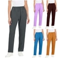 thumbnail image 1 of Rvasteizo Womens Pants Solid Straight Elastic Waist Multi Pocket Loose Uniform Care Worker Pants, 1 of 5