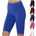 thumbnail image 1 of Rvasteizo Women Solid Stretchy Yoga Half Pants Elastic Waist with Pockets Base Layer Bottoms, 1 of 4