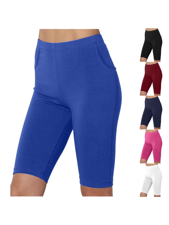 Yoga Pants Solid Elastic Waist Multi Pocket Slim Half Shorts Base Training Pants