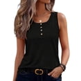 thumbnail image 1 of Rvasteizo Tank Tops for Women Solid Round Neck Button Front Sleeveless Light Summer Ladies Daily Basic Casual Camisole Blouse, 1 of 5