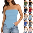 thumbnail image 1 of Rvasteizo Women Solid Tube Top with Ribbed Fabric and Irregular Hem for Summer Daily Casual Matching, 1 of 5