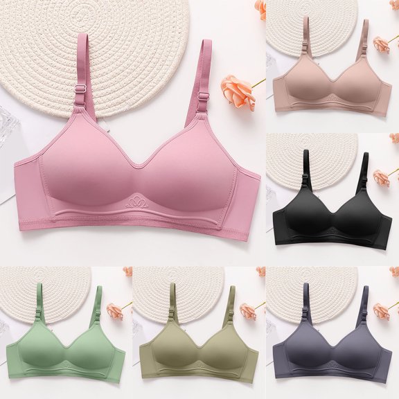 Rvasteizo Women Wireless Bra Solid Wireless Backless Bust Hold Back Beauty Everyday Bra