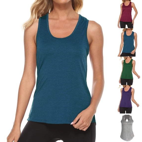 Rvasteizo Womens Tank Tops Sleeveless Sport Workout V Neck Back Cut Out Solid Light Summer Breathable Ladies Fitness Training Blouse