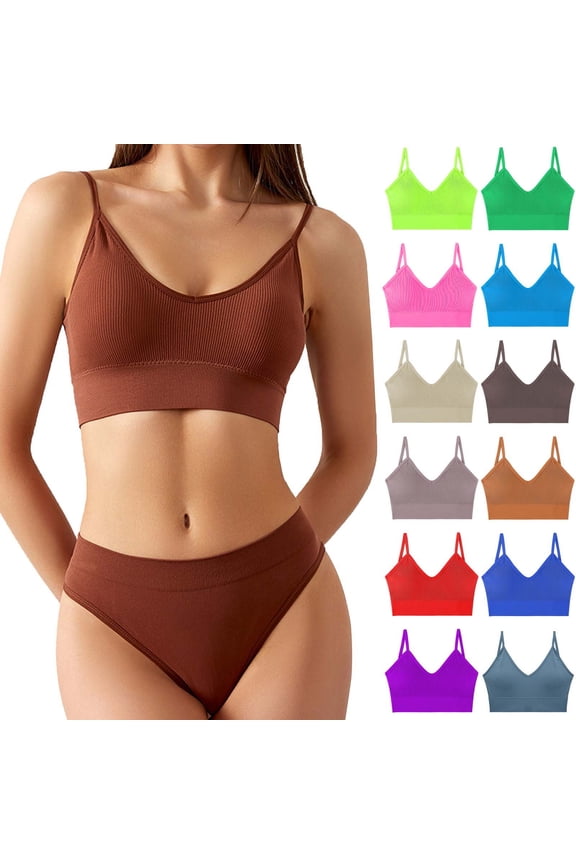 Women Wireless Bra Solid V Neck Bust Gathering Wireless Strap Back Beauty Adjustable Thin Wear