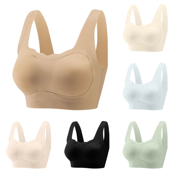 Rvasteizo Women Wireless Bra Solid Backless Seamless Bust Hold Back Beauty Everyday Bra